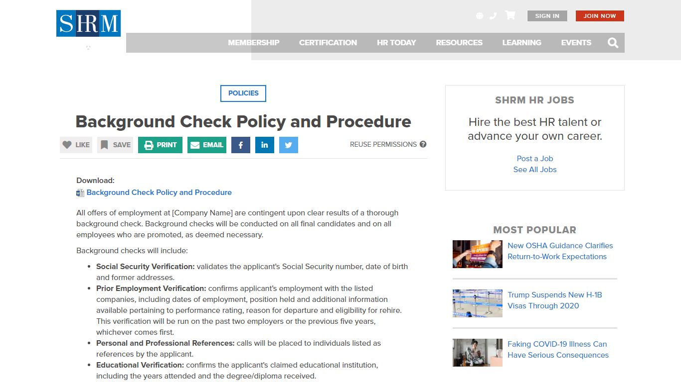 Background Check Policy and Procedure - SHRM